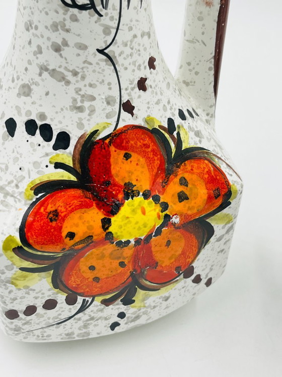 Image 1 of Pair of vintage hand-painted floral Italian vases