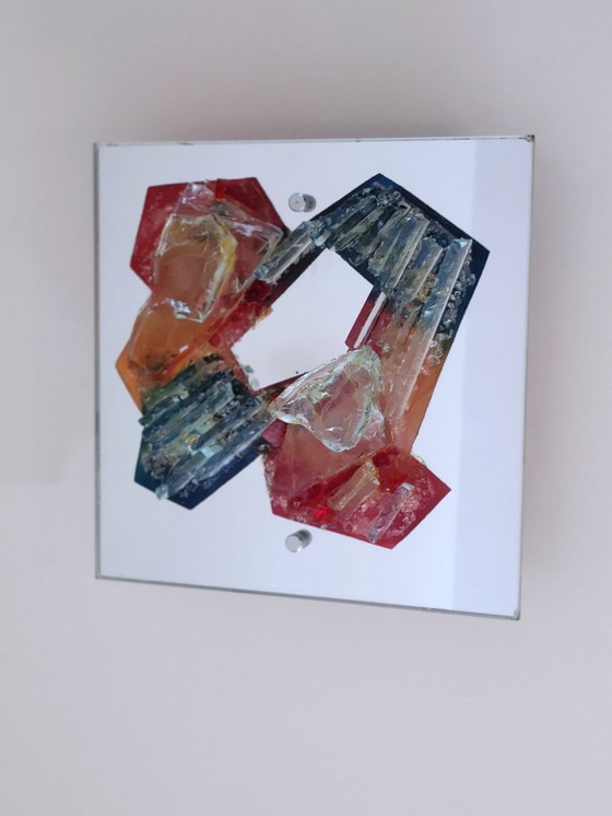 Image 1 of Vintage Brutalist broken glass wall lamp 1971