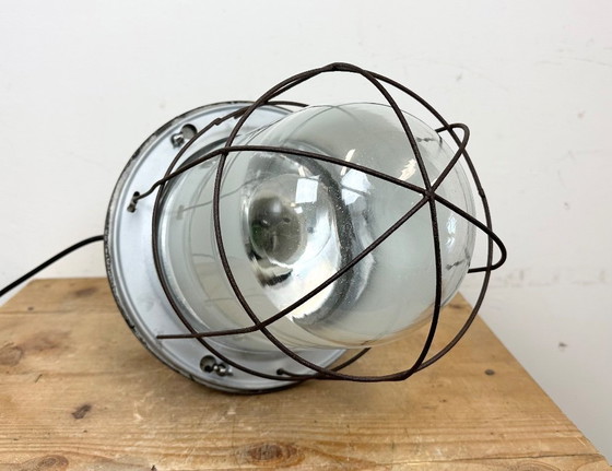 Image 1 of Large Industrial Cast Aluminium Cage Pendant Light , 1960s