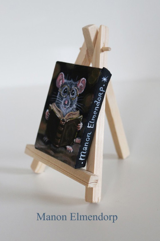 Image 1 of Hand-painted Painting Mouse "The Book of Spells"