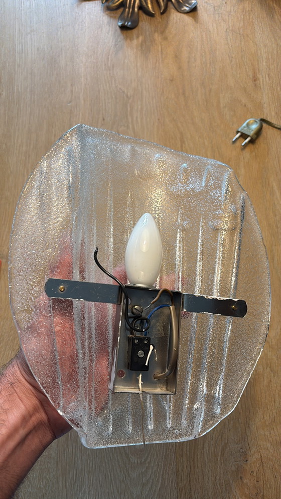 Image 1 of Murano ijsglazen wandlamp Fischer Leuchten Duitsland 1960