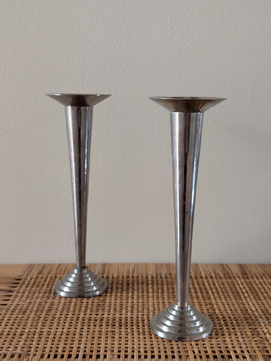 Image 1 of Set aus Art-Deco-Kerzenständern, 30 cm