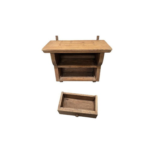 Vintage französischer Wandschrank aus Holz mit Schublade, 2. Hälfte des 20. Jahrhunderts