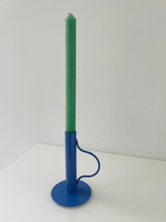 Image 1 of Modern lavender-colored metal candlestick