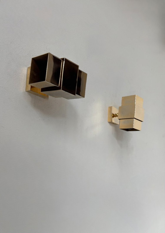 Image 1 of Coppia di applique vintage, ottone, Francia, 1970