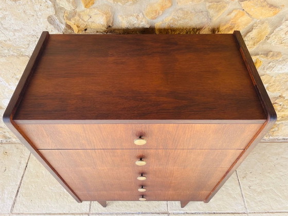 Image 1 of Cómoda de roble de mediados de siglo con cinco cajones, década de 1950