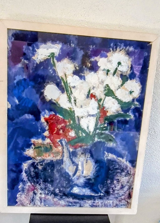 Bodegón de flores a la manera de Paul Cézanne – Bouquet au petit Delft