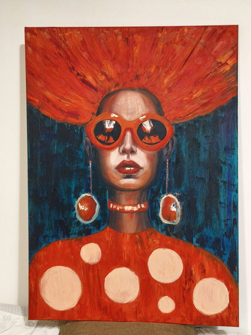 Pop Art Painting "Amanita Mushroom Girl" (50x70 cm)