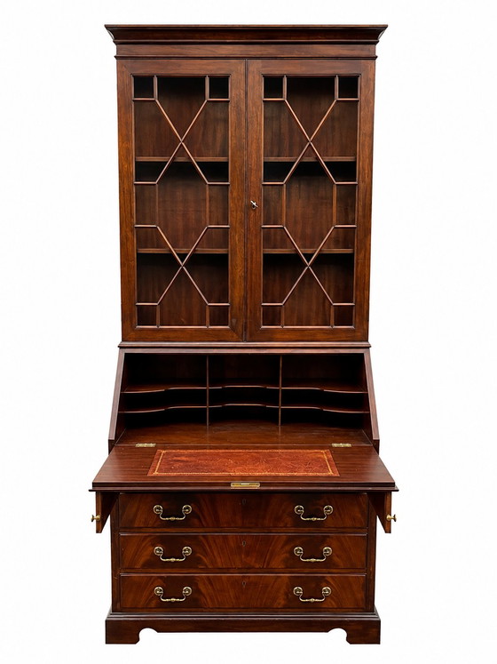 English mahogany secretary desk with glass-fronted display case – Wood (photo 5 of 7)