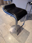 Tabouret de bar La Palma en acier inoxydable et cuir noir (lot de 4)