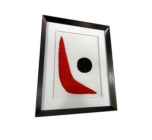 Original-Lithografie • Rot-schwarze Komposition • Alexander Calder • 1965