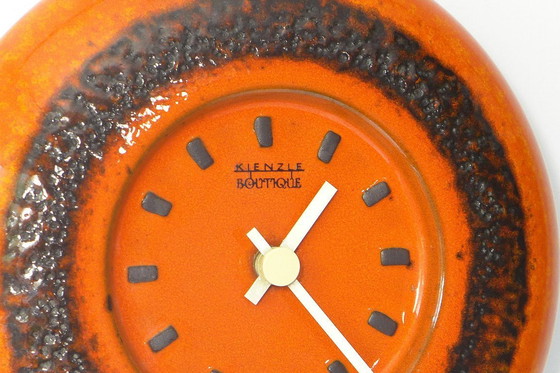 Image 1 of Vintage wall clock, Space Age, Fat Lava ceramic, Kienzle Orange, 60s/70s retro