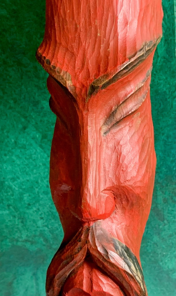 Zeldzame originele polychrome houten totemsculptuur – Jean Pons (1913-2005) – School van Parijs (photo 7 of 15)