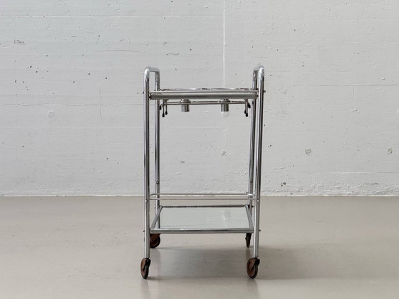Image 1 of French Art Deco bar trolley with removable oil lamps, 1940s