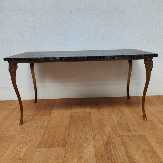 Image 1 of Vintage Regency coffee table with marble top and brass base