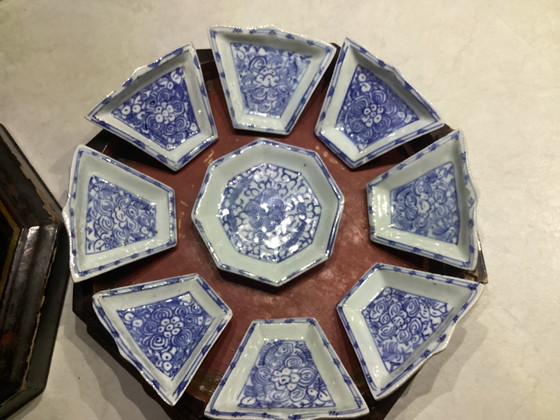 Image 1 of Set di porcellana Horse deuvré in scatola laccata