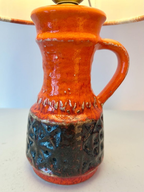 Image 1 of Lampe de table Fat Lava - fabriquée à partir d'un vase Jasba original des années 1970.