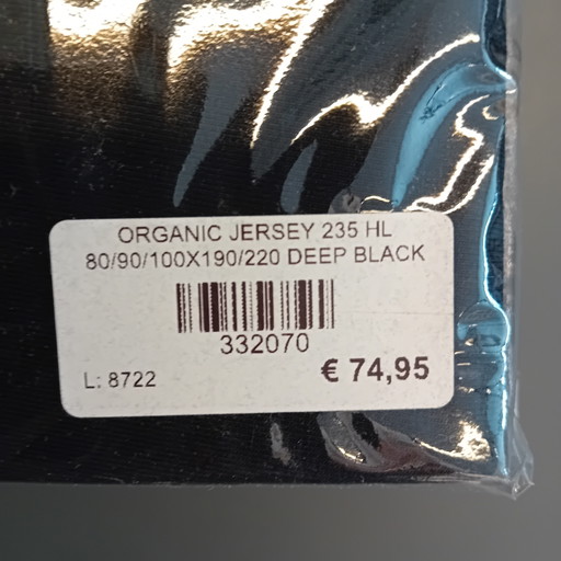 Drap-housse en jersey noir profond 90 x 200 / 210 cm