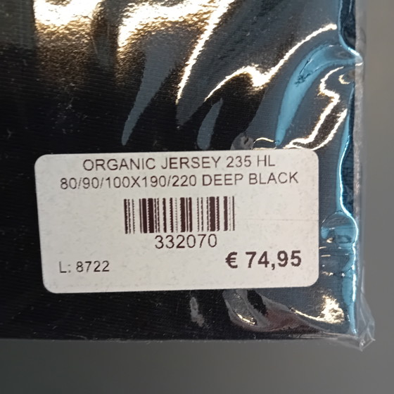 Image 1 of Drap-housse en jersey noir profond 90 x 200 / 210 cm