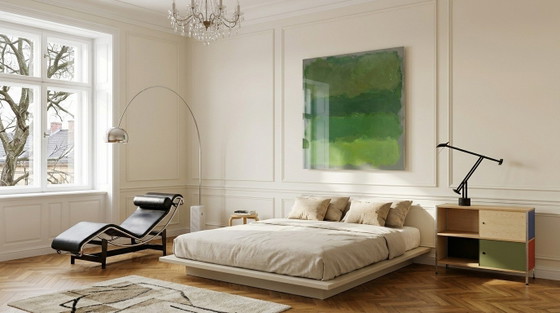 Pittura Astratta Campo di Colore Verde – Stile Sfumato Mark Rothko | Stampa Gallery Premium 6 mm Vetro (photo 4 of 5)