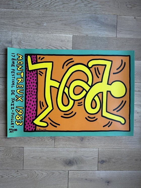 Image 1 of Keith Haring Montreux Jazz Festival Poster Streetart Warhol Basquiat Green Edit