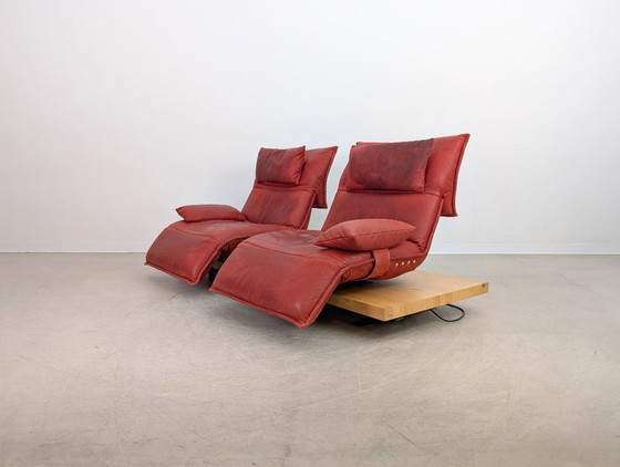 Image 1 of Original Koinor Free Motion 2 Edit Sofa Couch Eiche Leder rot