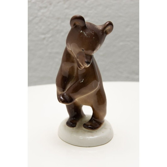 Image 1 of Vintage ceramic sculpture of a bear by the Lomonosov company, Soviet Union 1970