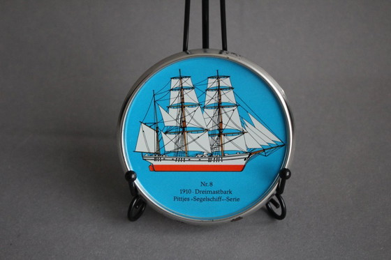 Image 1 of Maritime metal coasters for glasses No. 1 to 8 Pittjes sailing ship series