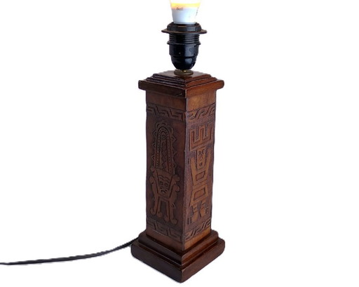 Vintage 1960s Leather Totem Lamp Angel L. Pazmino Aztec Inca maya Brutalist Design, Mid Century Modern Muebles De Estilo