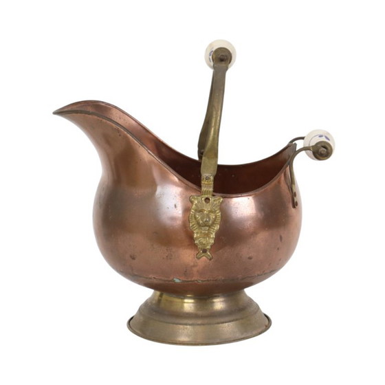 Oude Koperen Helmvormige Kolenkit – Plantenbak, Ceramic, Copper (photo 2 of 14)