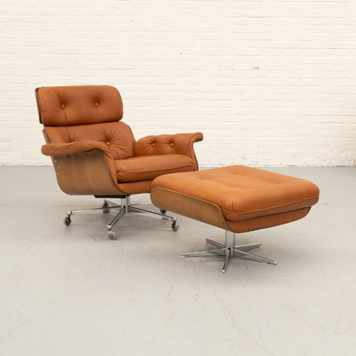 Poltrona lounge Martin Stoll Giroflex anni '70 – fauteuils, Wood, Leather (photo 2 of 19)