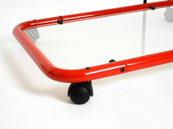 Image 1 of Carrello bar o di servizio postmoderno italiano degli anni '80 in metallo e vetro