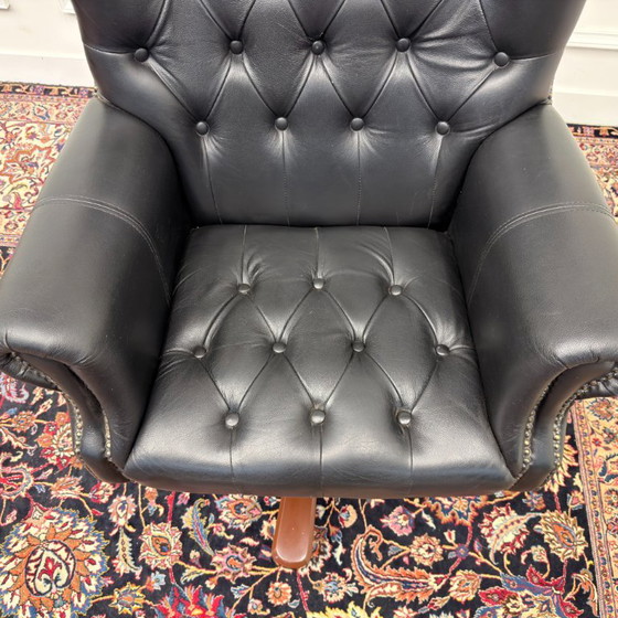 English Rochester Chesterfield Office Chair – Leather, Wood (photo 7 of 8)