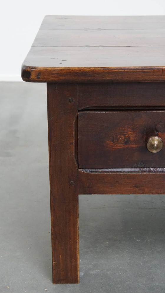 Image 1 of Antique French fruitwood coffee table with 5 drawers