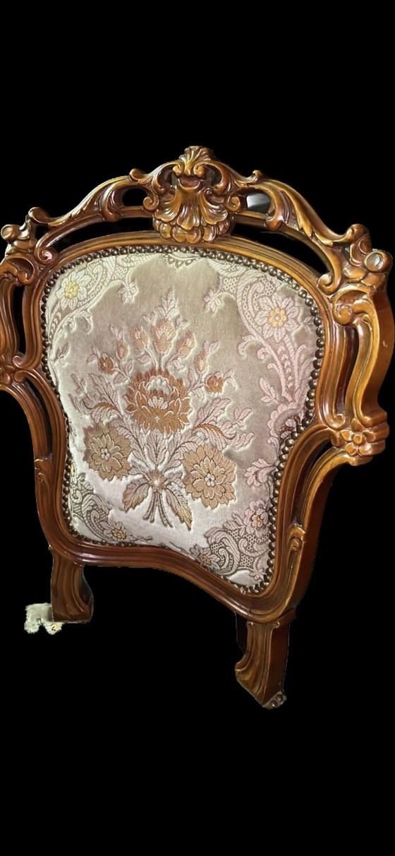 4 sedie da pranzo barocche, Tessile, Legno, Beige (foto 2 di 5)