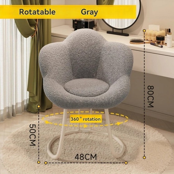 Image 1 of Make-up stoel, kaptafelstoel met rugleuning, kruk in crèmestijl, moderne minimalistische draaibare nagelstoel voor thuisgebruik.