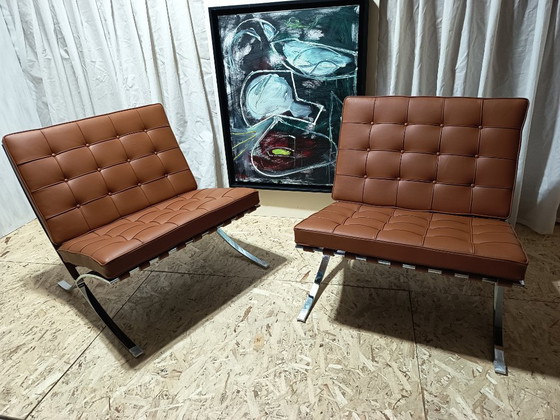 Image 1 of Sillones KNOLL Studio Barcelona (NUEVA Serie 2026) en piel natural (color coñac)