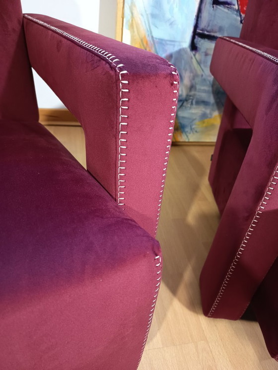 Image 1 of CASSINA 2X Poltrone 637 UTRECHT  (NUOVE MAI USATE) in Velluto 13L Ortigia/Plum con Cuciture in filo Naturale a punta Cavallo