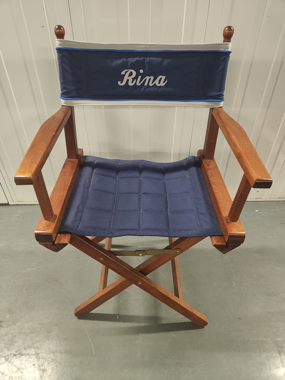 Image 1 of Sedia da regista in teak blu cobalto