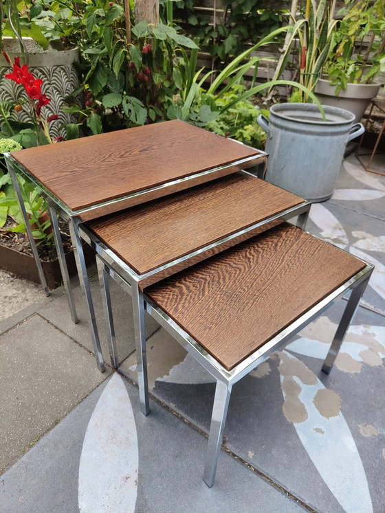 WOW ! Mimiset Pastoe Vintage Original (3 pièces) – Années 1960 / 1970 – Tables d'appoint, Metal, Wood (photo 4 of 6)