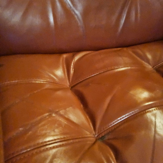 Image 1 of 2x Vintage Cognac Leren Coja Culemborg Fauteuils (Mid Century