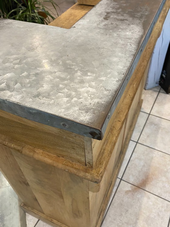 Image 1 of Mobili da bar antichi e autentici, stile vintage, bancone da bistrot, rovere e zinco, anni '50