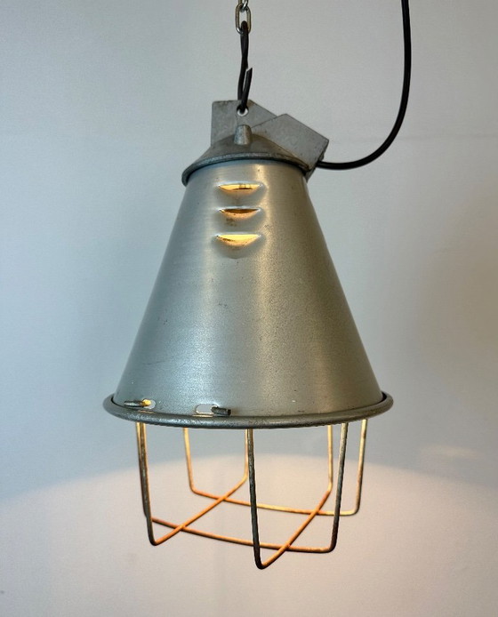 Image 1 of Grey Industrial Aluminium Cage Pendant Lamp, 1970s