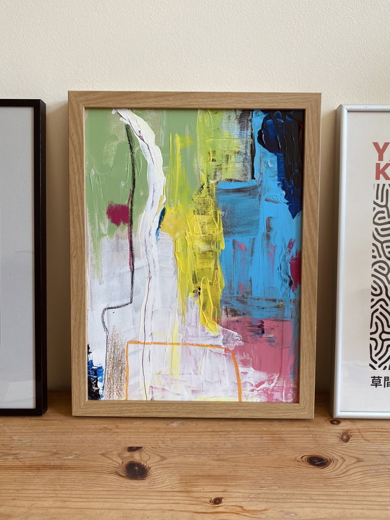 Image 1 of Colorful abstract painting with frame - 30x40 cm