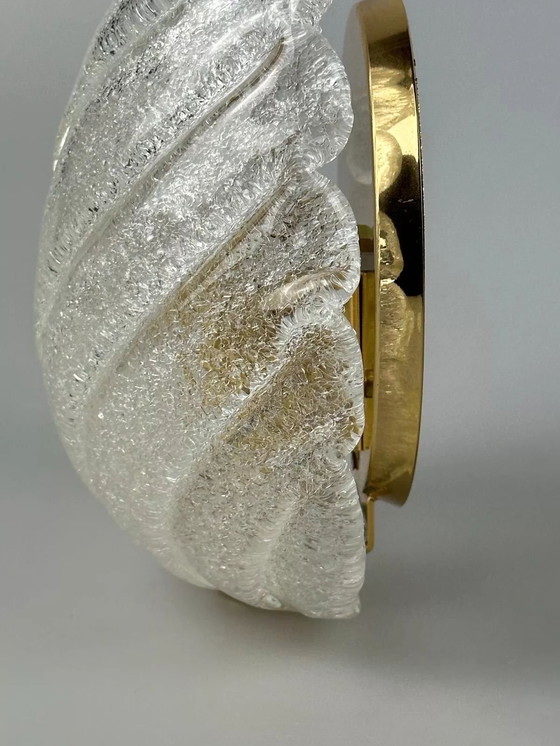 Image 1 of 60's 70's Lampe Lampe murale Glass Brass Blatt Space Age Design