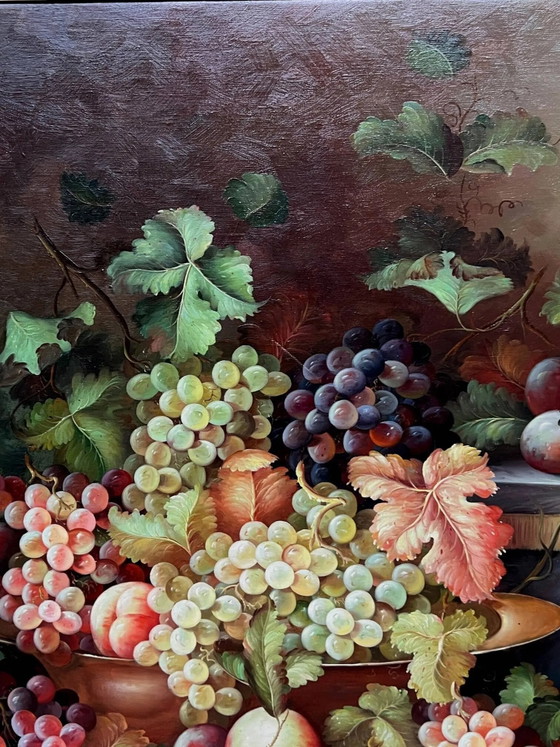 Natura morta con frutta. Olio su tela. Firmata., Dipinti e disegni, Mid Century Modern (foto 6 di 7)