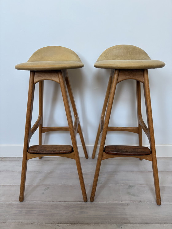 Image 1 of Set of 2 vintage Erik Buch model 61 bar stools