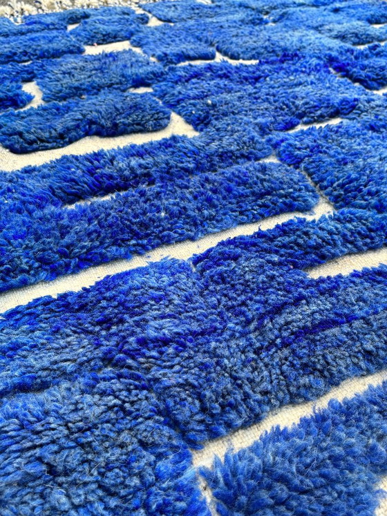 Moroccan Blue Beni Mrirt Rug 160x190 cm - Handmade Wool Rug Blue Geometric Area Ru – Rugs & carpets (photo 6 of 9)
