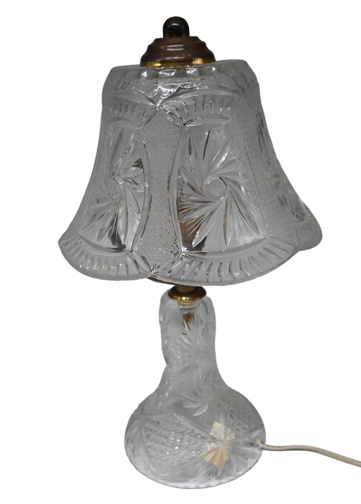 Vintage Bohemian crystal mushroom table lamp