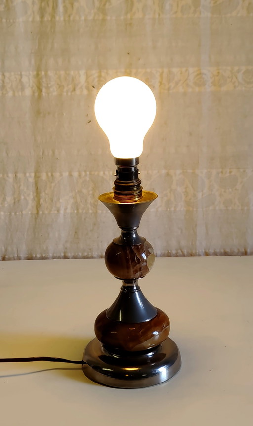 Table Lamp Base in Onyx and Chrome-Plated Metal - 1970s – tafellampen (photo 2 of 8)